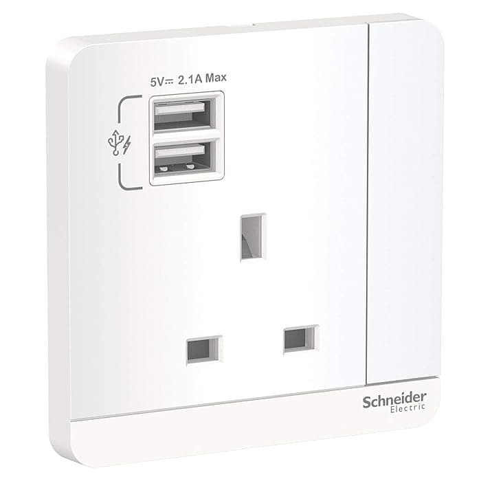 AvatarOn USB Charger + Switched Socket, White
